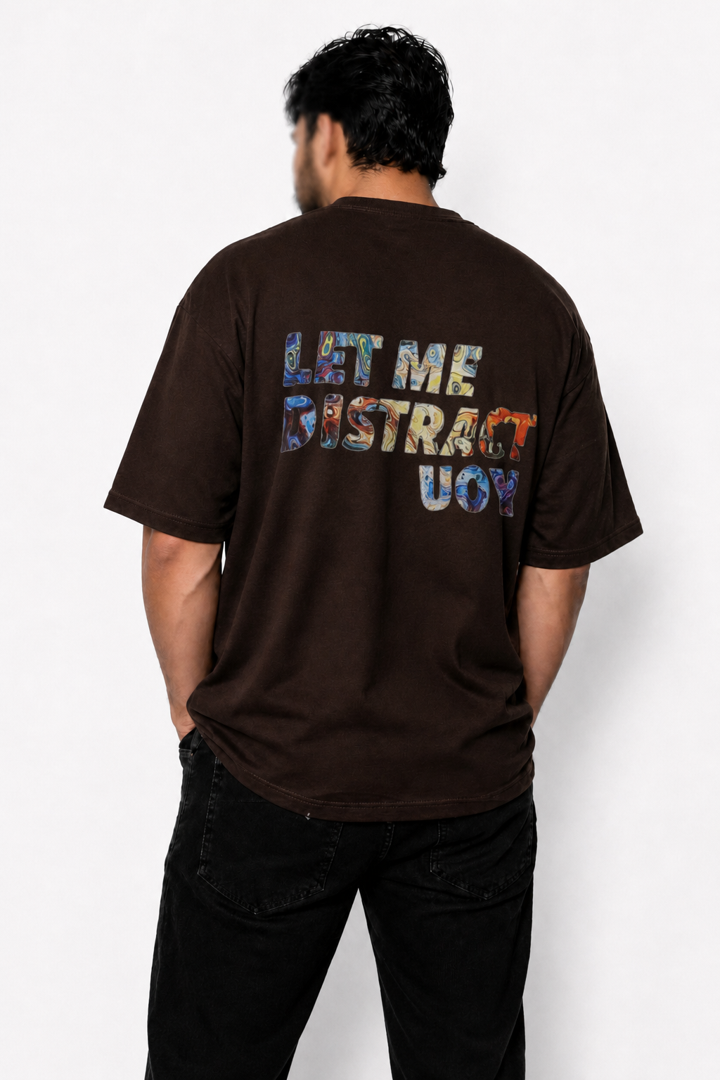 Let Me Distract You Oversized Tee — coffee brown